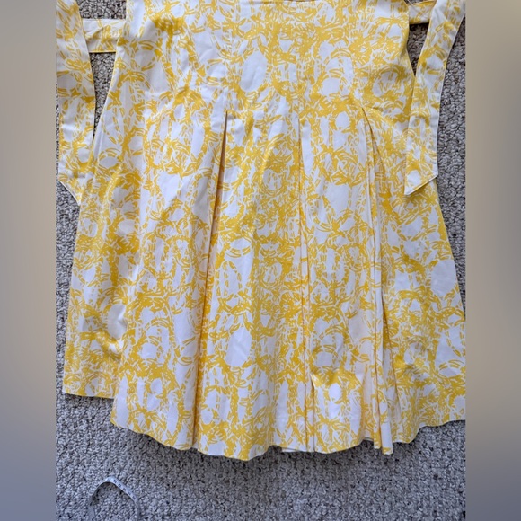 Calvin Klein Yellow Fit & Flare Dress Tie Waist Wedding Guest Banquet S 6 (Est) - Picture 9 of 10